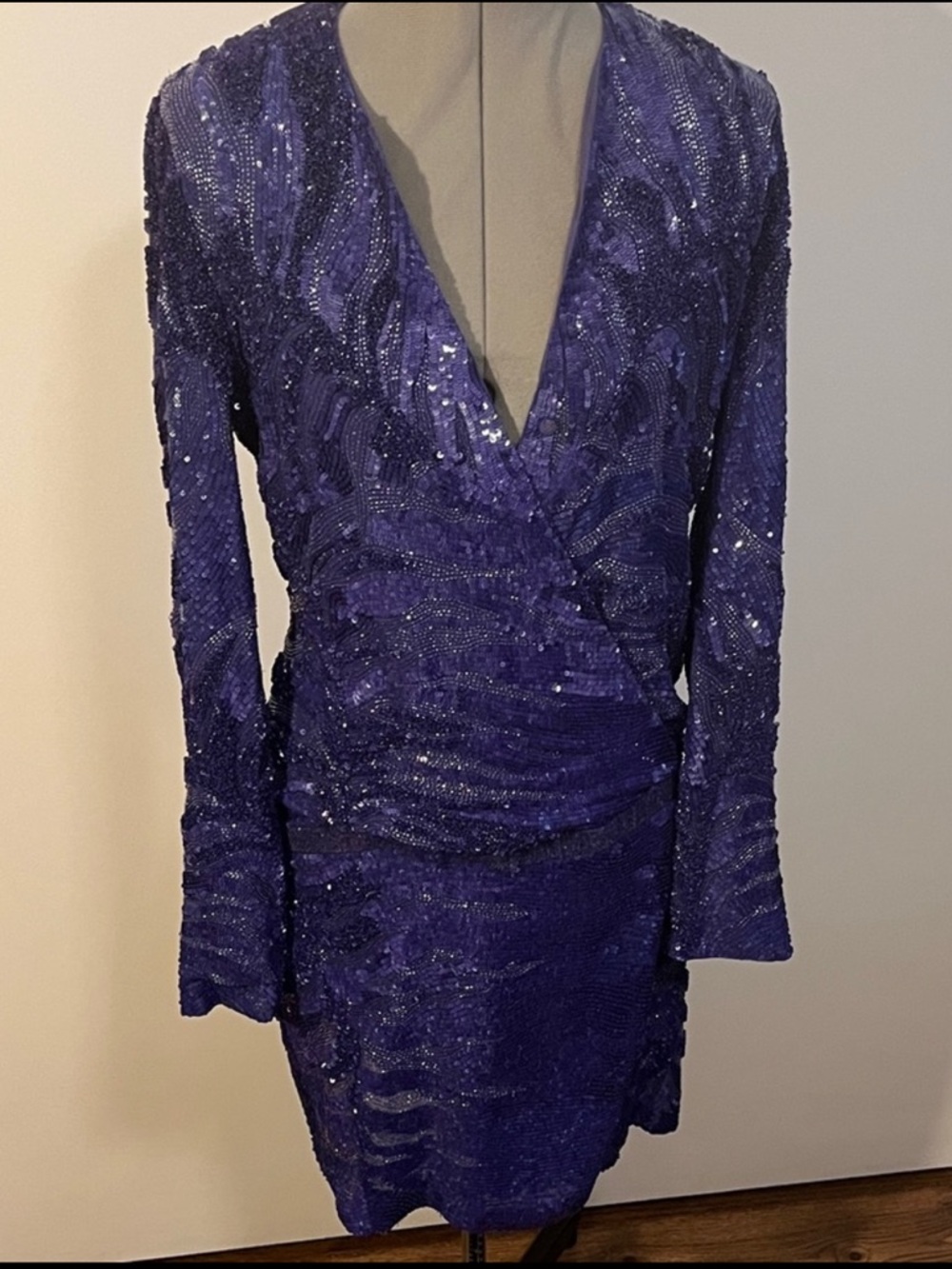 Roberto Cavalli Vintage Long Sleeve Sequin Cocktail Dress